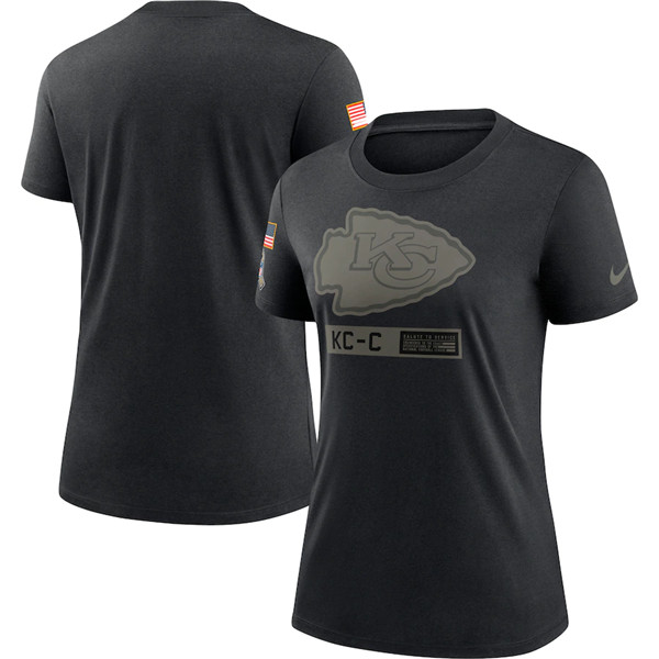 Women's Kansas City Chiefs 2020 Black Salute To Service Performance NFL T-Shirt (Run Small)
